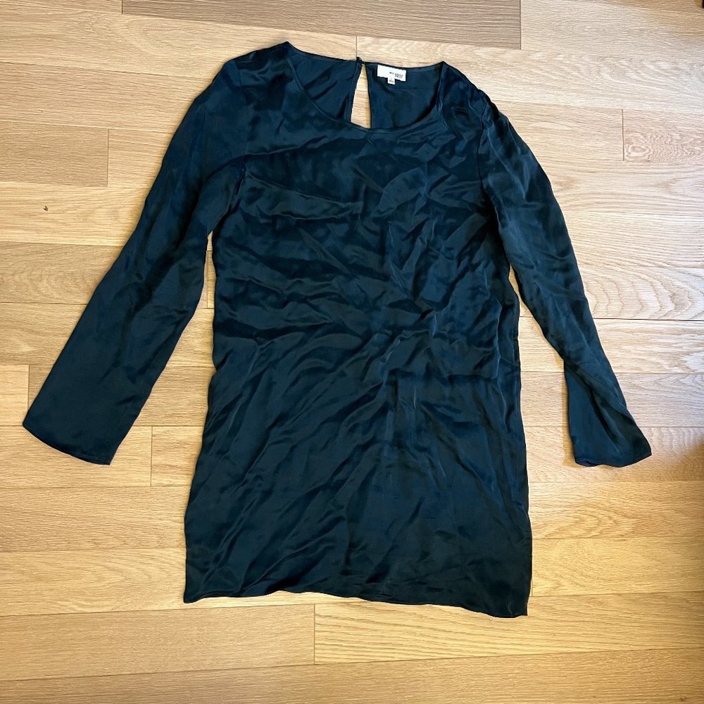 Dark Green Aritzia Long Sleeve Silk Mini Dress Size S